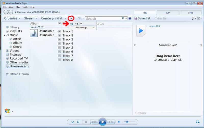 windows media player rip cd to mp3